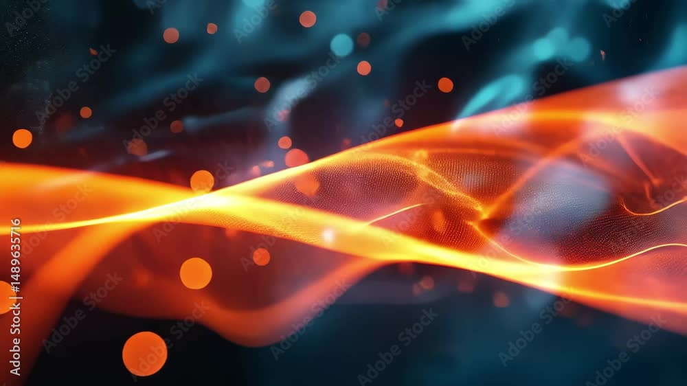 Poster animated holographic interface displaying vibrant abstract patterns and glowing particles in dynamic