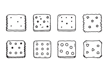 Square crackers line art 