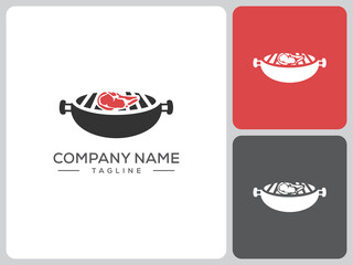 meat grill logo vector. logo design