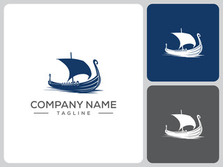 viking sailing ship logo vector. logo design © xigma