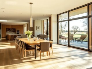 Fototapeta premium Modern dining room with natural lighting