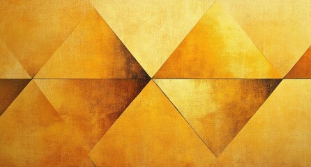 abstract geometric composition of overlapping yellow and orange triangles with textured surfaces and shading