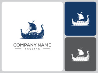 viking sailing ship logo vector. logo design © xigma