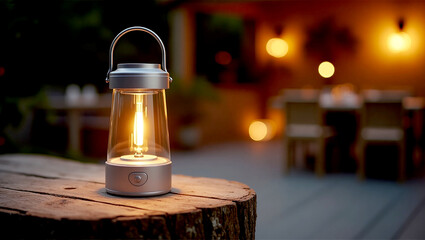 Stylish LED Lantern with Warm Light for Outdoor Patio and Evening Ambiance