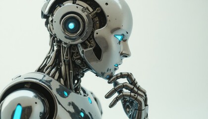 Fototapeta premium Humanoid Robot with Futuristic Design and Glowing Blue Accents