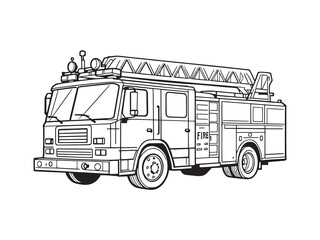 Fire Truck vector line art