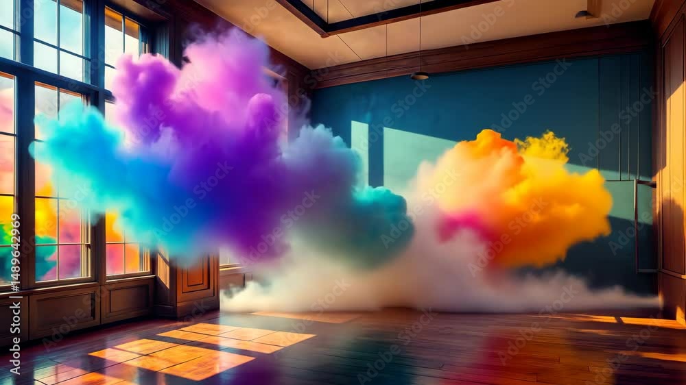 Poster vivid colors dance in a sunlit room a captivating display of artistic expression