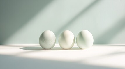 Elegant White Eggs: Minimalist Still Life Photography