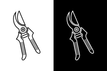 Garden Pruners Vector Icon  Clean Black Silhouette on White Background.