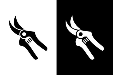 Pruners Silhouette Vector Icon Black and White Gardening Tool Design.