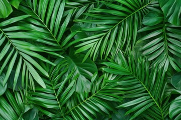 Lush Tropical Green Plant Leaves Background for Textures and Designs