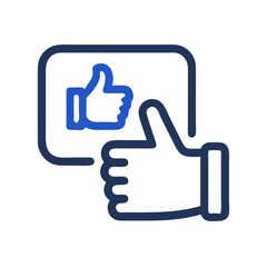 Obraz premium Thumbs Up Icon – Vector Line Art of Hand Gesture for Like and Approval
