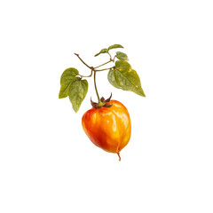 Obraz premium Vibrant Orange Physalis Fruit with Green Leaves on white background