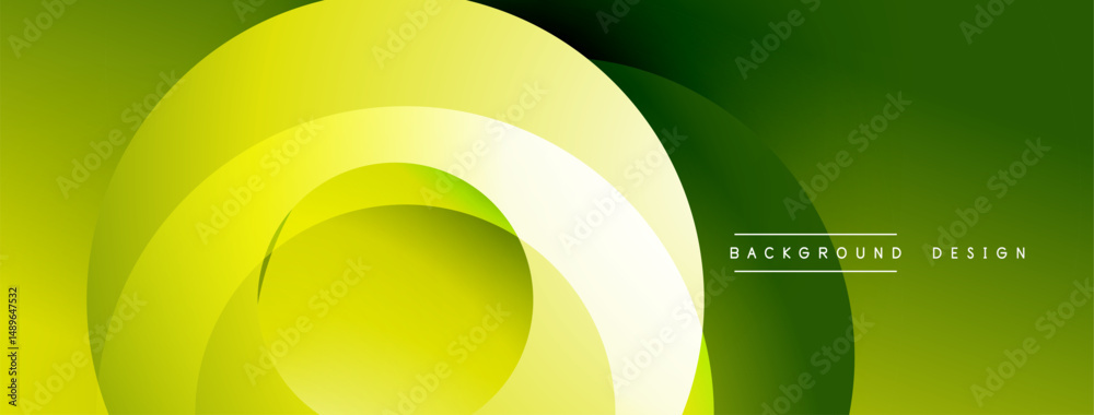 Poster abstract green layers create circular design. smooth gradients offer modern aesthetic, suitable for 