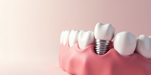 Dental Implant Procedure A Detailed 3D Model of a Single Tooth Implant