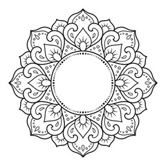 Frame in eastern tradition. Stylized with henna tattoos decorative pattern for decorating covers for book, notebook, casket, magazine, postcard and folder. Flower border in mehndi style.