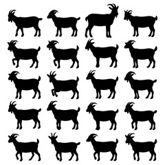 goat silhouette vector set