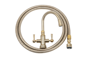 PNG Brass kitchen faucet with flexible hose and dual handles for enhanced functionality