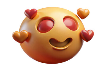 Fototapeta premium PNG Heart eyes emoji surrounded by floating hearts