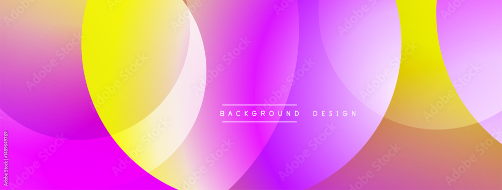 Leinwandbilder Abstract vibrant background. Overlapping circles create fluid gradient effect. Modern design, pinks, yellows, purples dominate composition.
