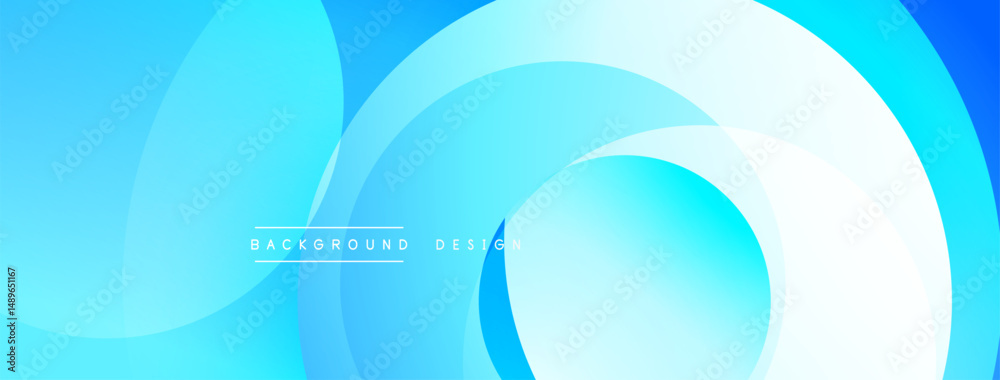 Fototapete Abstract blue background. Overlapping circles create dynamic, flowing shapes. Modern design suitable for banners, websites.