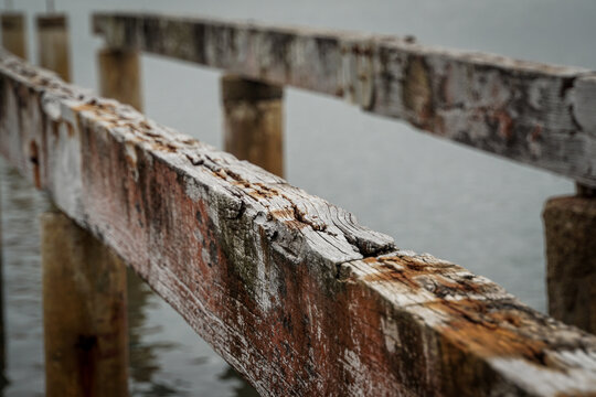 Close up of old pier timbers