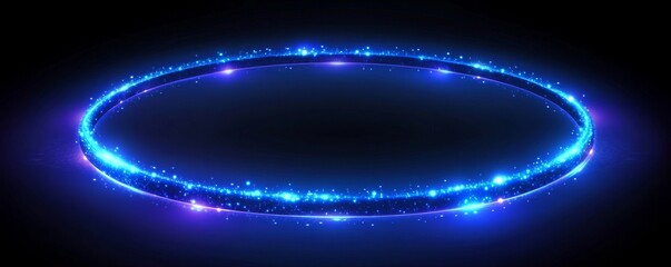Abstract glowing geometric lines on dark background. Modern shiny blue oval lines pattern. Futuristic technology concept. Suit for cover, poster, banner, corporate, presentation, website