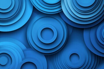 Abstract bright blue circles background with circle lines. Modern simple colorful geometric shape template design. Suit for website, poster, banner, presentation, brochure, cover