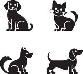 Vector Illustration of Dog and Cat Collection in Silhouette Style for Pet and Animal Themes

