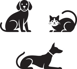 Vector Illustration of Dog and Cat Collection in Silhouette Style for Pet and Animal Themes

