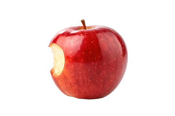 PNG Close-up of shiny red apple with bite against black background