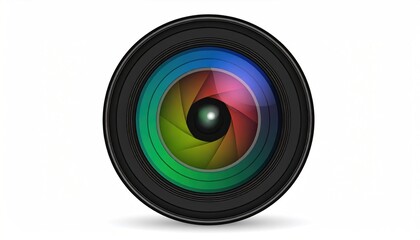 Vibrant photographic lens aperture with colorful interior reflections