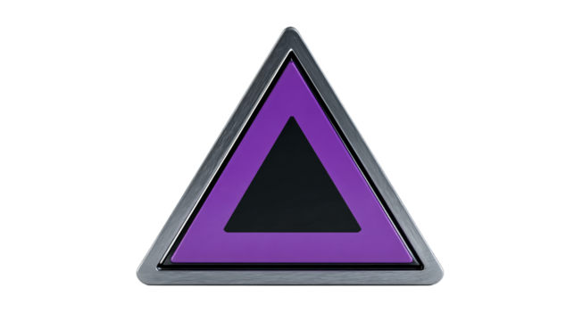 a triangular sign with a purple triangle on it