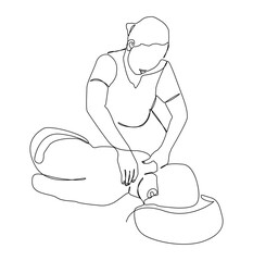 Minimalist single line drawing depicting a female therapist giving a massage to the client's neck and shoulders. for fitness, spa, traditional therapy, body relaxation etc. concepts.