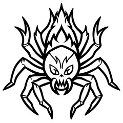 Blazing Wolf Spider Line Art Vector