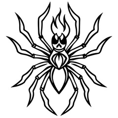 Blazing Wolf Spider Line Art Vector