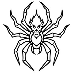 Blazing Wolf Spider Line Art Vector