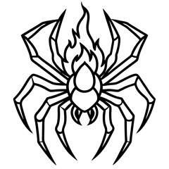 Blazing Wolf Spider Line Art Vector