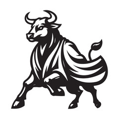 Bull with Flying Cape Logo – Powerful Animal Emblem in Vector Style