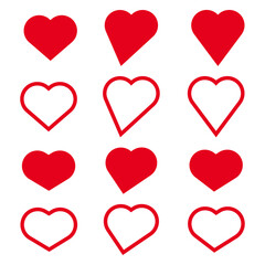 
Set of red heart vector icons for Valentines day, vector set heart shape, Heart, love, romance.
