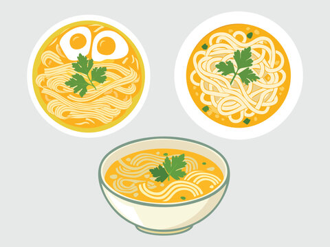 vector illustration of a russian food Lapsha (Chicken Noodle Soup)