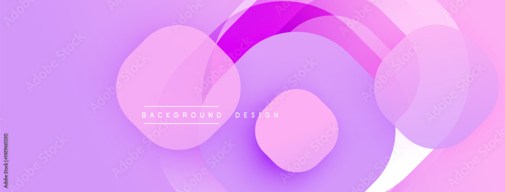 Poster Abstract fluid shapes, pink purple hues, modern design. Gradient background creates dynamic visual effect. Minimalist composition.