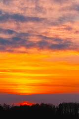 Sunset or sundowner at Eichendorf, Dingolfing-Landau, Bavaria, Germany