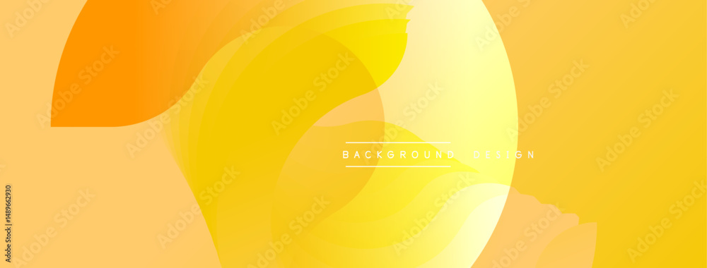 Aufkleber Abstract yellow background. Overlapping shapes create dynamic visual effect. Gradient colors provide soft, modern aesthetic.