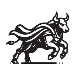 Running Bull with Cape Mascot Logo – Heroic Animal Vector Design