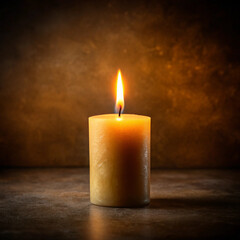 Glowing Candle Flame on Black Background Remembrance Theme