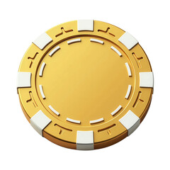 Golden Poker Chip on Transparent Background