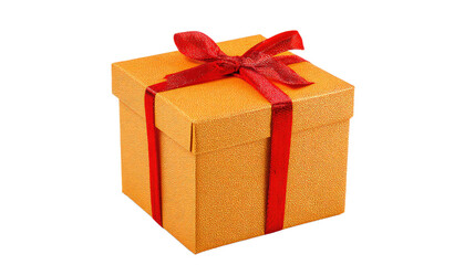 Obraz premium a small orange gift box with a red ribbon