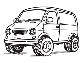 Minivan vector line art