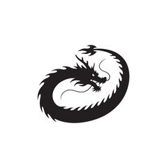 Obraz premium Black Dragon Silhouette – Fantasy Creature Illustration